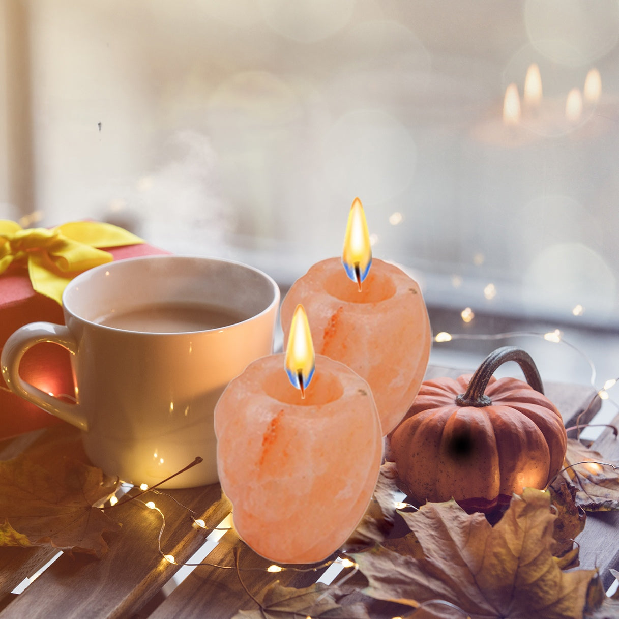 Himalayan Salt Drum Cut Pillar Candle Holder