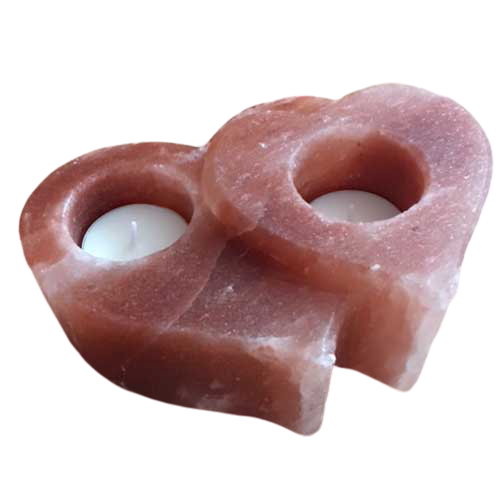 Himalayan Salt Double Heart Candle Holder